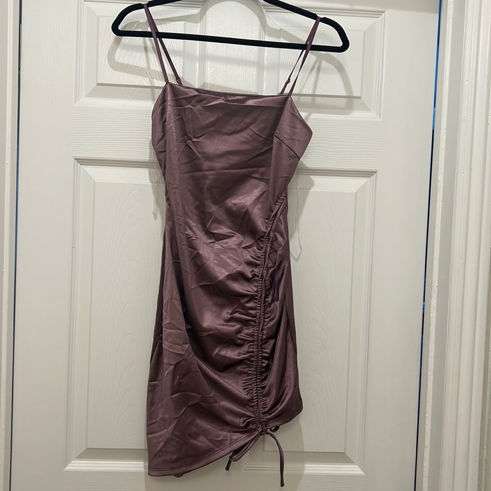 Lavender spaghetti strapped mini dress